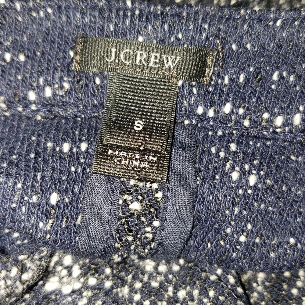 J. Crew S Micro Tweed Blazer Jacket Full Zip Small Navy Blue